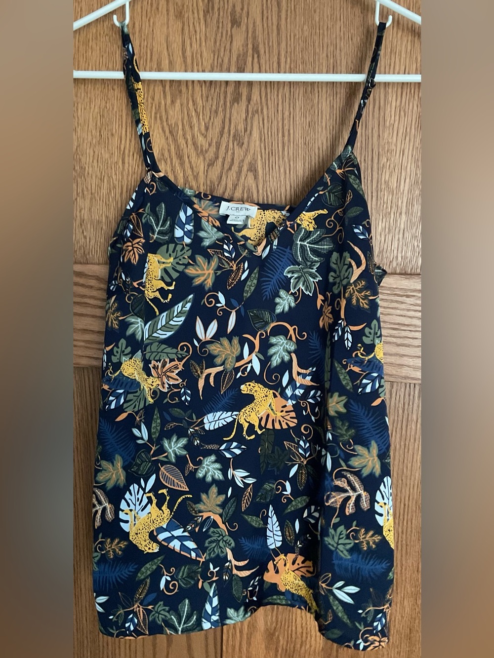 J. Crew Navy Tropical Leopard-Leaf Print Cami